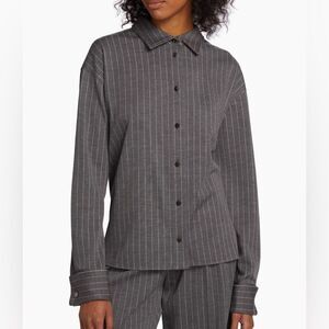 Max Mara Aire Pinstriped Wool-Blend Shirt size 16